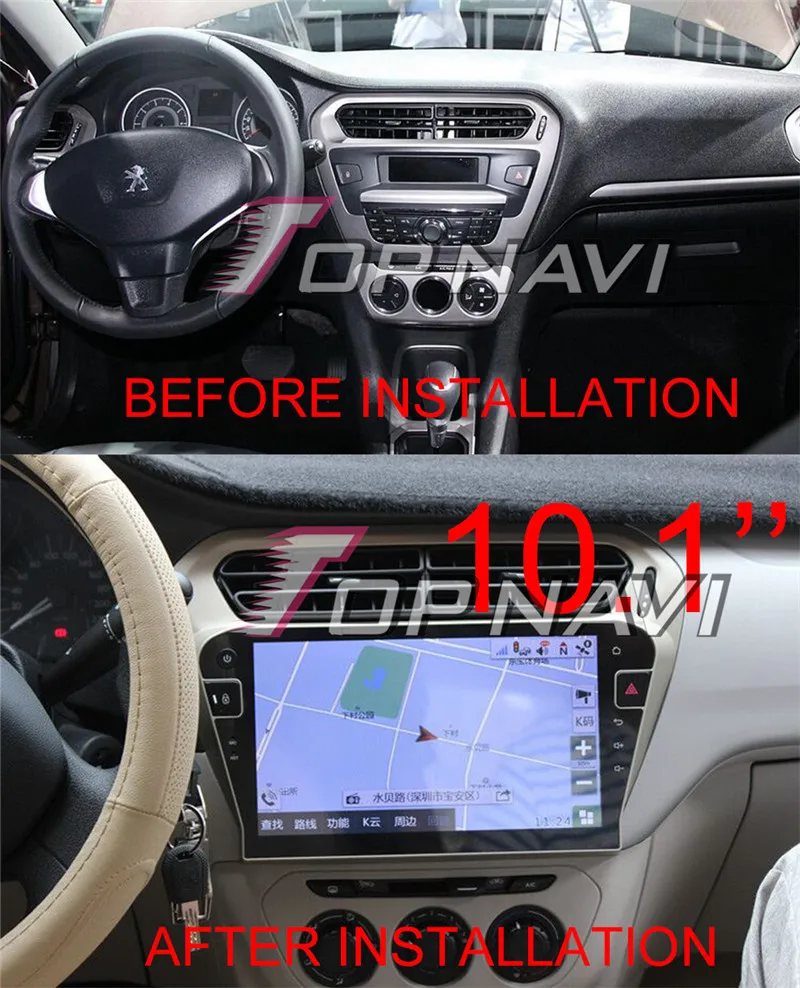 Sale Autoradio 10.1" Android 8.1 Octa Core Car GPS Navigation For Peugeot 301 2014 Stereo Auto Radio Multimedia Audio NO DVD 2 din 1