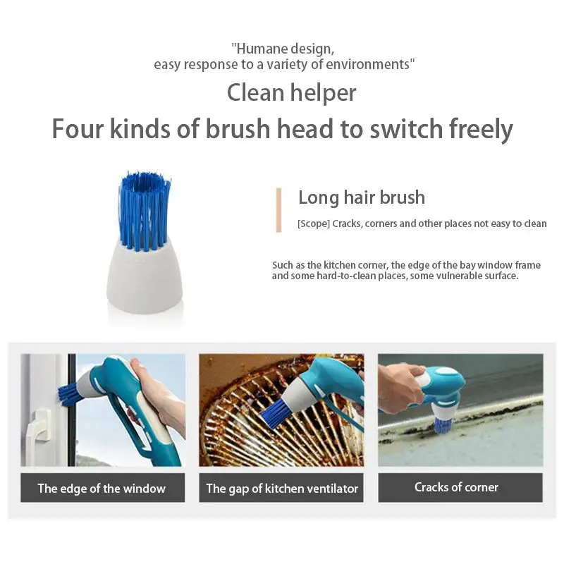 Портативный ручной бытовой скраб набор кистей Электрический Мощный скруббер щетка для кухни ванной комнаты