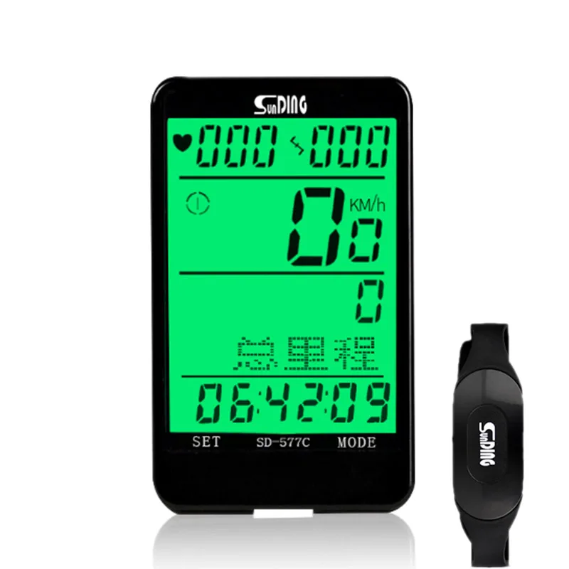 

Sunding SD 3 in 1 Wireless Bike Computer Bicycle Odometer Speedometer Heart Rate Monitor Speed Cadence Sensor Stopwatch