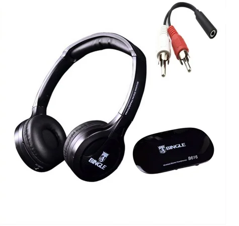 Best Original Bingle B616 Multifunction stereo with Microphone FM Radio for MP3 PC Audio Headset wireless headphones for TV - Color: with tv cable