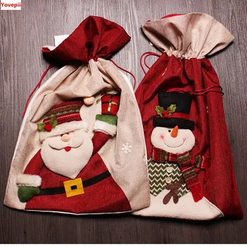 

High Quality Christmas Gift bag 58*35cm Gift Holder Red Santa Claus bags Big size Drawstring Snowman Present party Kriss Kringle