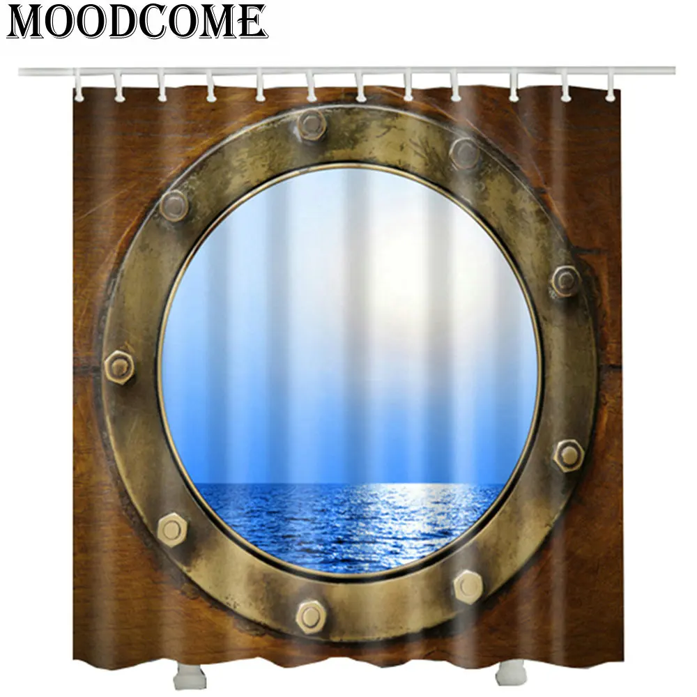Diving mirror shower curtains polyester 2017 new design 3D sea bathroom