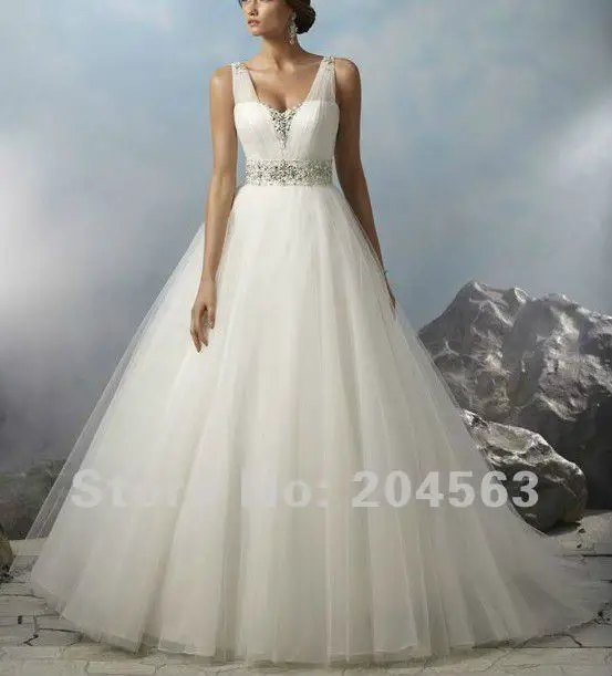 

Free Shipping V neck A Line Wedding Dresses Custom size/color wholesale/retail