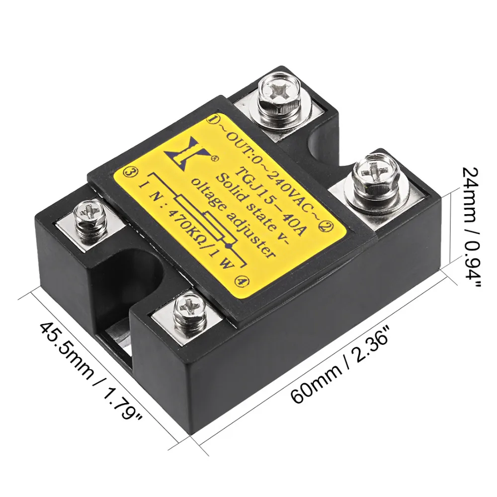 

Uxcell 1PCS 470Kohm 1W to 240VAC 40A Single Phase Solid State Relay Resistance Voltage Regulator Power Supplies TGJ15