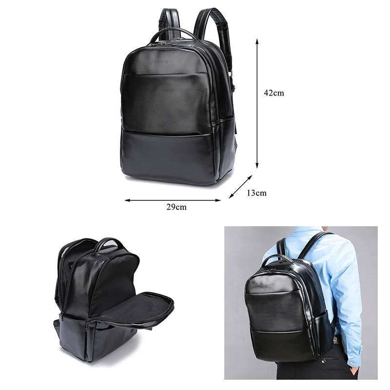Impermeable de gran capacidad 14 pulgadas portátil Mochila hombre cuero Mochila De cuero hombres bolsa bolsas de la escuela Mochila Masculina negro/marrón Impermeable de gran capacidad 14 pulgadas portátil Mochila hombre cuero Mochila De cuero hombres bolsa bolsas de la escuela Mochila Masculina negro/marrón