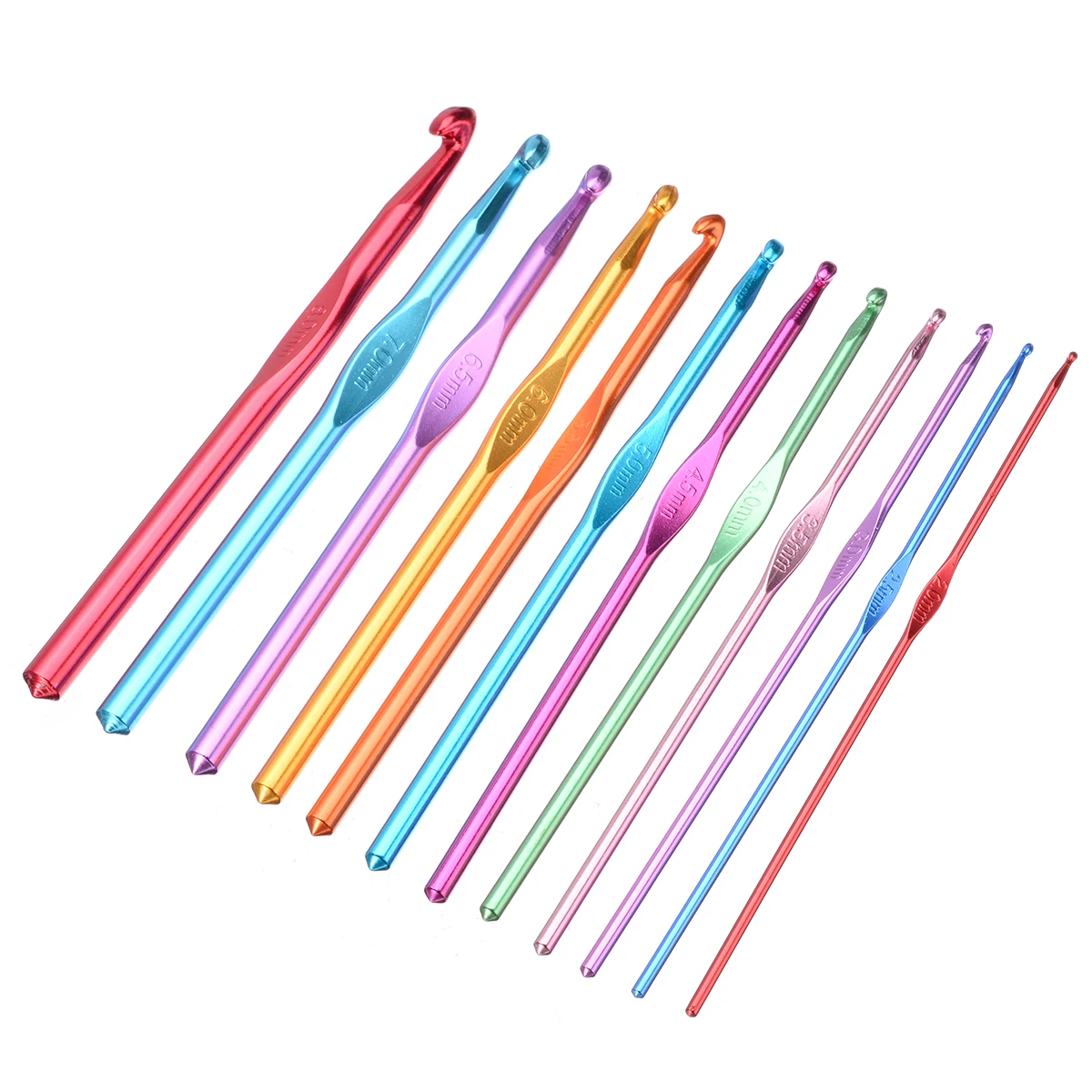 14pcs/set New Aluminum Crochet Needles Multi Color Crochet Hooks Set for Weaving Knitting Sewing Yarn Sweaters Scarfs Tools 15cm