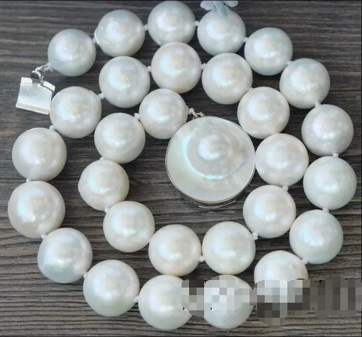 

Free Shipping >>>>> AA 16MM White Edison Nucleated Flameball Baroque shell Pearl Necklace