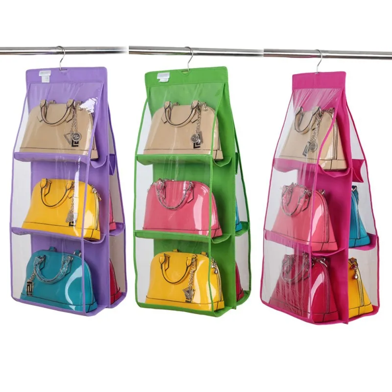 6 Pockets Green Storage Bag Closet Wardrobe Rack Hangers Holder For 6 Pockets Green Storage Bag Closet Wardrobe Rack Hangers Holder For Fashion Handbag Purse Pouch Bags Organizer Hang In From Home Garden