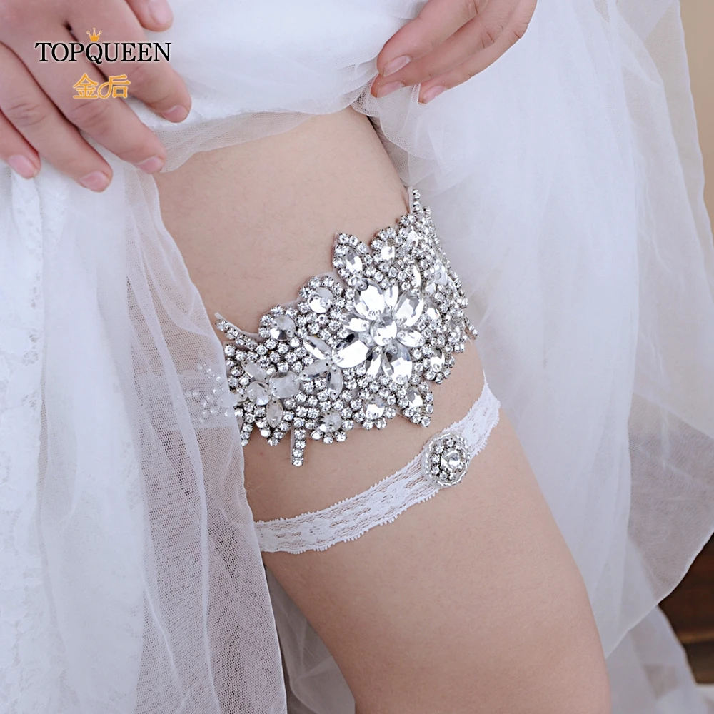 TOPQUEEN THS01 TH21 Свадебные Подвязки Стразы Вышивка цветок Бисероплетение белые сексуальные подвязки для женщин/невесты Бедро кольцо