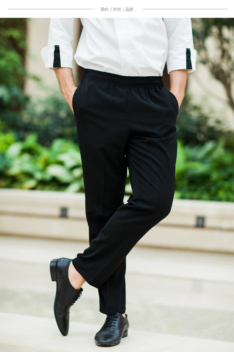 Удобные дешевые эластичные поясные черные брюки шеф-повара унисекс униформа для ресторана брюки питания брюки для повара