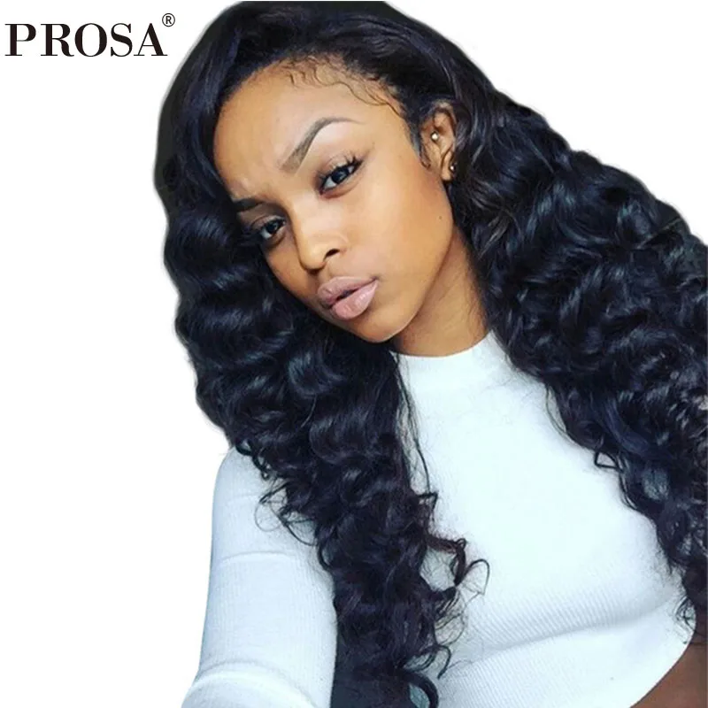 

130% Density Lace Front Human Hair Wigs For Women Natural Black Brazilian Loose Wave Lace Front Wig Human Hair Prosa Remy