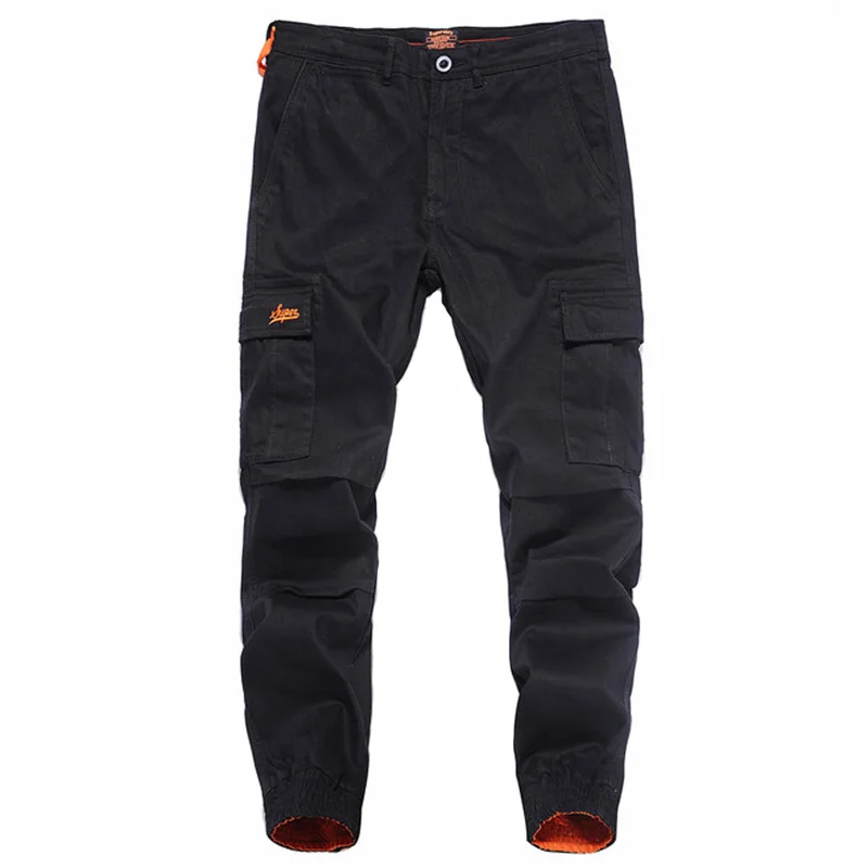 

2017 Autumn Fashion Men Jeans Jogger Pants Slim Leg Open Black Color Denim Ankle Banded Jeans Men Brand Big Pocket Cargo Pants