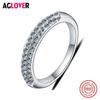 

Authentic 925 Sterling Silver Ring Wedding Party Rings with CZ Full Crystal Rings Women European Style