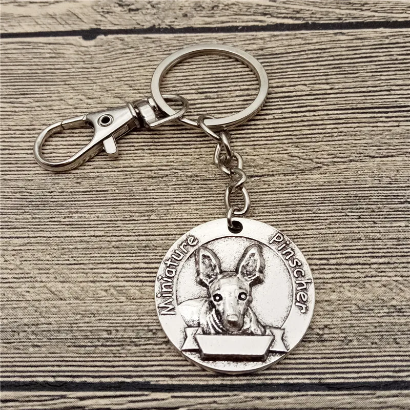 

New Vintage Miniature Pinscher Keychains Antique Silver Antique Bronze Miniature Pinscher Key Chains Keyrings Pet Dog Jewellery