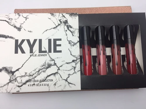 KYLIE Рождественская косметичка maquiagem карандаш стойкий макияж Водонепроницаемый Жидкий блеск для губ Губная помада kyliejenner макияж сумка - Цвет: Розовый