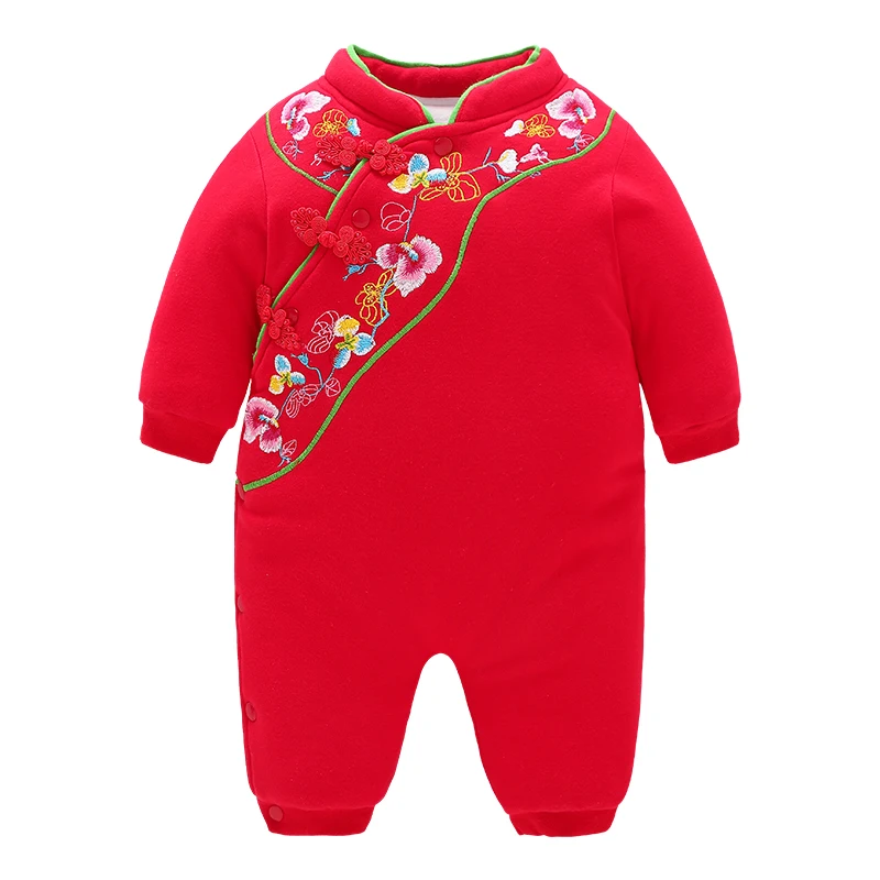 

Fashion Casual Children Pajamas Chinese Embroidery Cotton Children Clothing Girls Jumpsuits Thick Warm Pajamas Kids Clothing