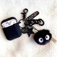 Черный Тоторо брикеты силиконовый чехол для наушников для Apple airpods Брелок чехол Аксессуары Защитная крышка Bluetooth чехол s