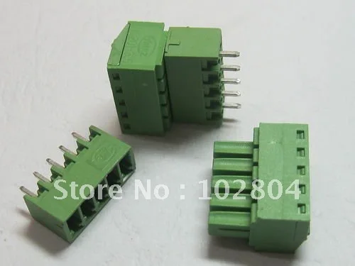 

20 pcs 5pin/way Pitch 3.81mm Screw Terminal Block Connector Green Color T Type with pin