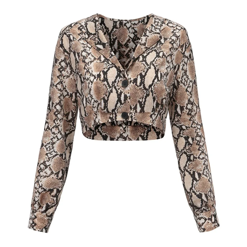 SISHION Snake Print Crop Top Top Women haut femme Plus Size 81810 snake skin top shirt women ...