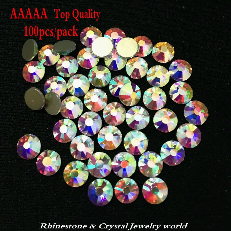 Bulk 100pcs / lot AAAAA top quality crystal AB Non Hotfix rhinestones