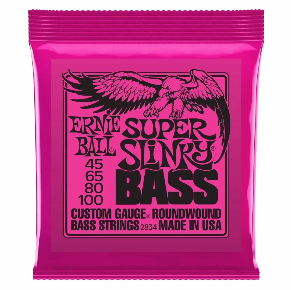 Струны для бас-гитары Ernie Ball 2834 Super Slinky с круглой обмоткой 045-100 | Спорт и
