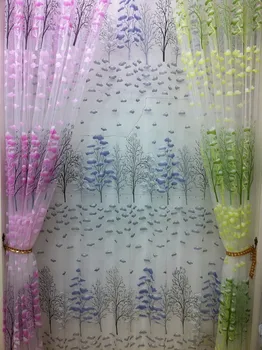 

200*100cm Tulip Print Voile Blackout Curtain fabrics for Living Room Window Curtain fabric Tulle Sheer Curtain Cortinas