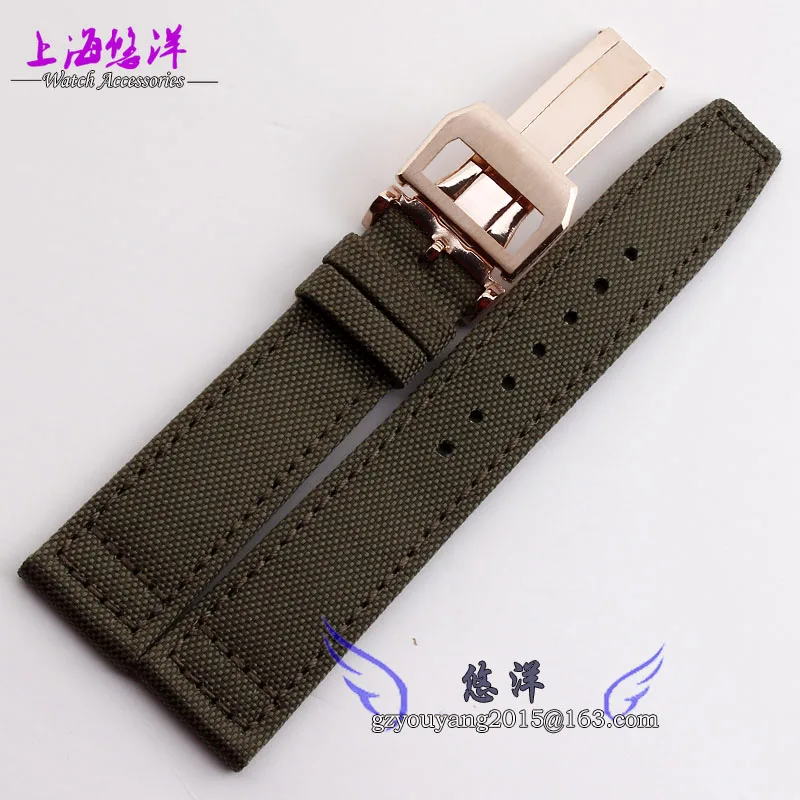 Watch band 21mm Nylon Genuine Leather Watch Band Deployant Clasp Buckle For fits Pilot IW501901