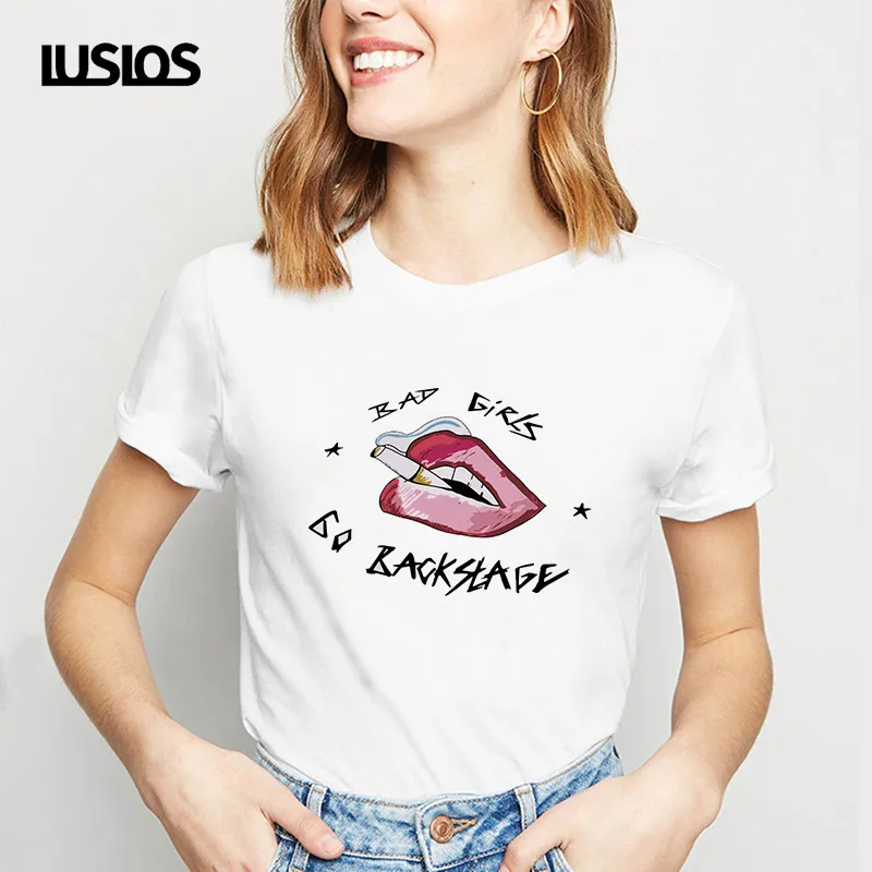 LUSLOS модная популярная футболка для женщин минималистская сексуальная девушка с