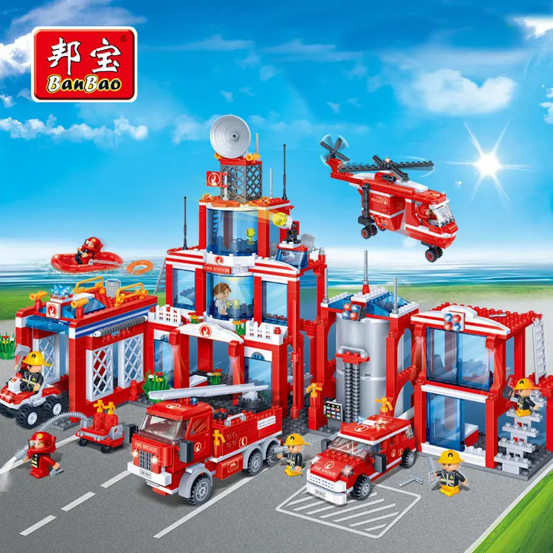 

BanBao Police Educational Building Blocks Toys For Children City Hero Weapon Car Helicopter Boat Compatible with Legoe