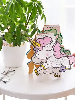 

2019 Cute Unicorn Flamingo Pig Laser Mini Table Desktop Calendar Agenda Organizer Daily Schedule Planner 2018.10~2019.12