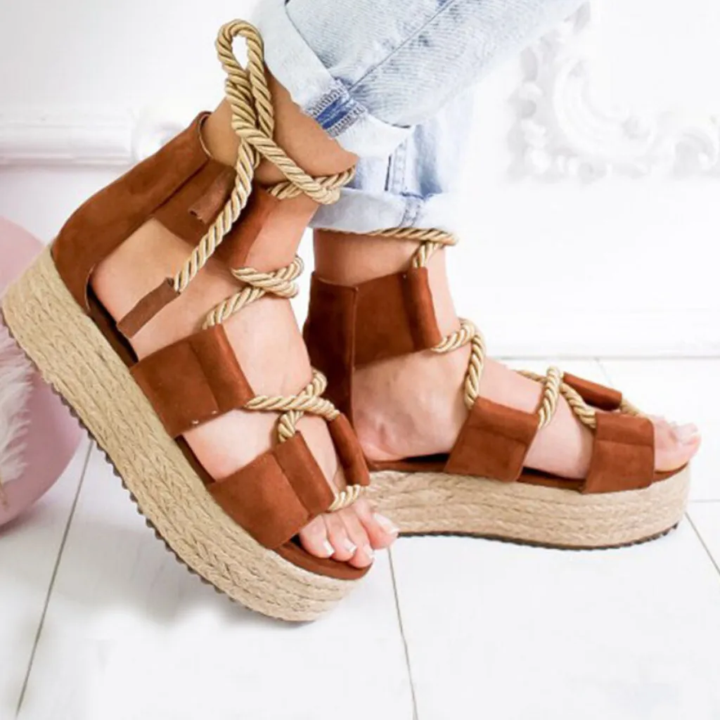 

flat sandals for women 2019 Summer Fashion Ladies Wedge Flat Beach Shoes High Heels Platform Sandals chaussures femme sandalias