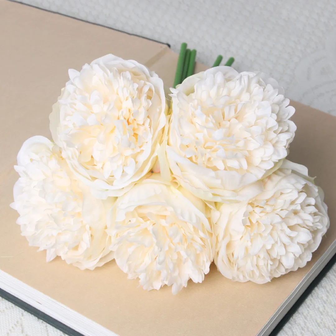 1 Bouquet Artificial  High Quality Fake Peony Bouquet Flower Decoration Simulation Flower Silk Artificial Peony Flowers