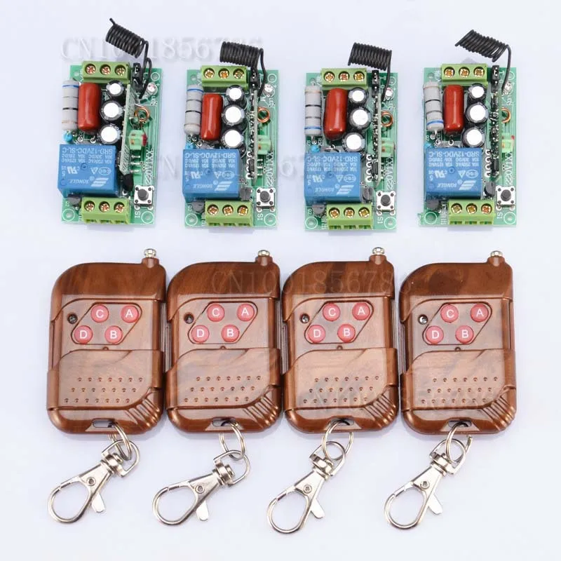 

AC220V 1CH 10A Wireless Remote Control Switch 4 Receiver 4 Transmitter Learning Code Momentary Toggle Latched adjusted