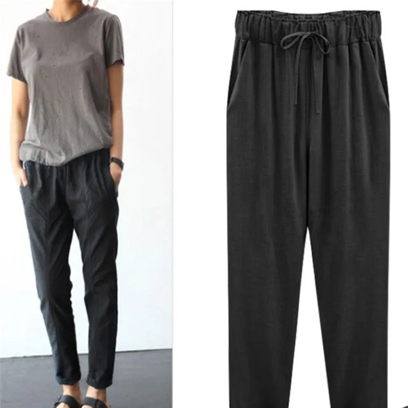 

Female Nine Harem Pants Loose Linen Pants Women Casual Pants 2018 L Cotton Female Trousers Spring Fat Mm200 Jin Thin Comfort was