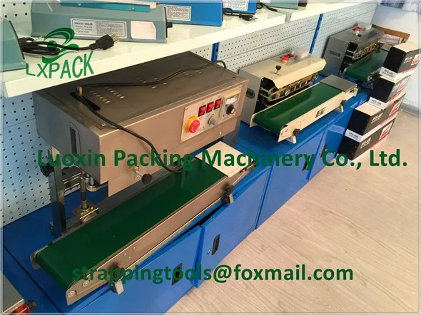 Horizontal Vertical Portable Stainless Steel Tilt Head Continuous Band Sealers Rapid Tabletop Free Standing Benchtop Band Sealer with Dry Ink Coding18