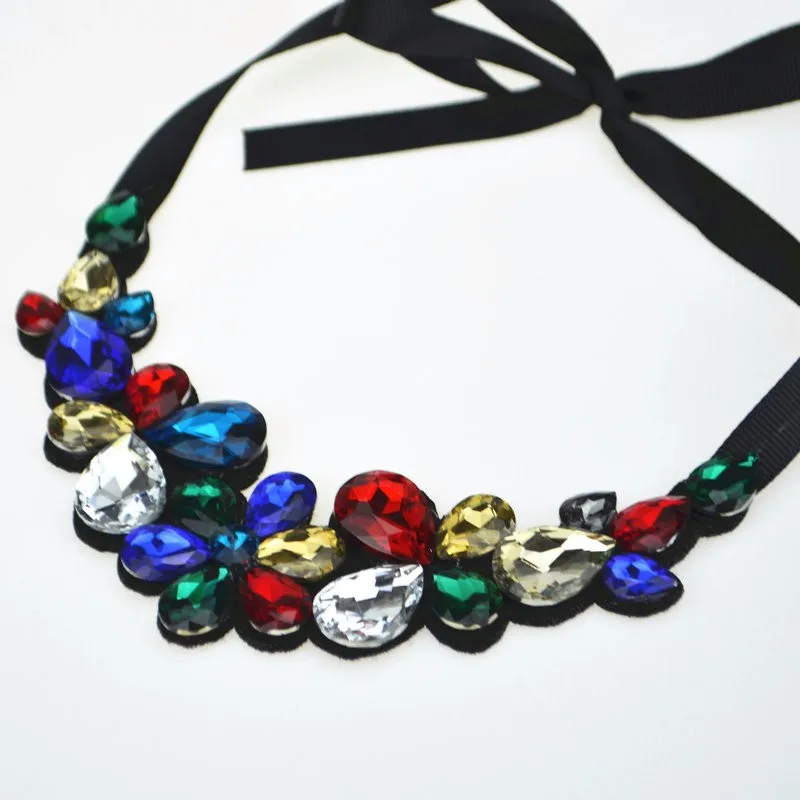 Горячая дизайн элегантный популярный многоцветный большой кулон ожерелье на резинке воротник под горлышко ювелирные изделия