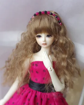 

BJD doll wigs golden brown wave long curly hair Imitation mohair wigs for 1/8 1/12 BJD doll hair wigs doll accessories