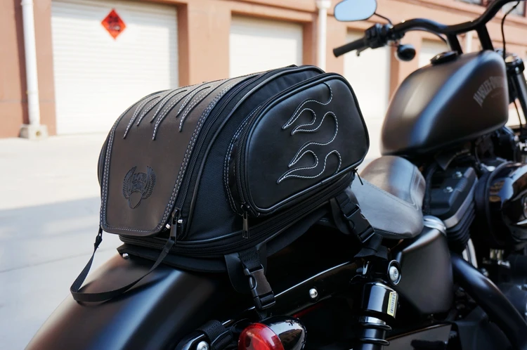 17L до 24L микрофибра кожа Harley &amp Cruiser пламя Мотоцикл расширяемый Хвост сумка |