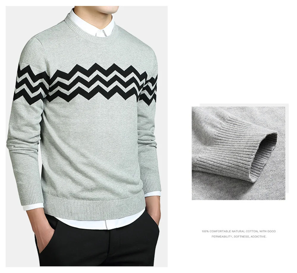 Полосатый свитер для мужчин, Новое поступление, Повседневный пуловер для мужчин, Осенний пуловер с круглым вырезом, лоскутное качество