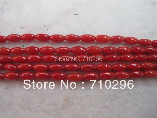 

worth buying Charming red coral beads 5x10 mm rice gemstone loose beads 15.5"/pcs.Free shipping