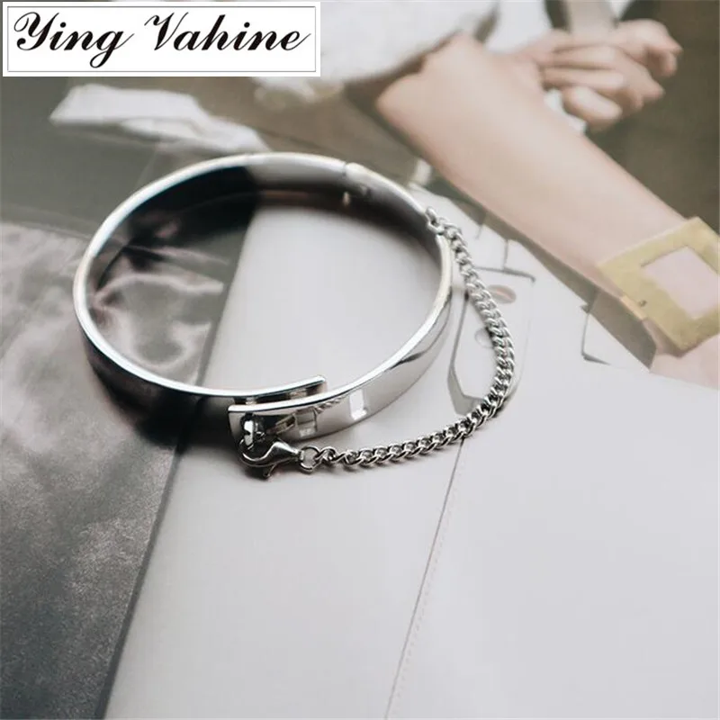

Authentic 925 Sterling Silver Jewelry Punk Style Cool Heavy Metal Wide Bangles for Women