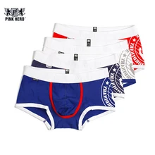 4 шт. в упаковке, розовый герой бренд, мужские хлопковые трусы-боксеры, Мягкие стильные трусы, морские Мужские штаны,, высокое качество 35E