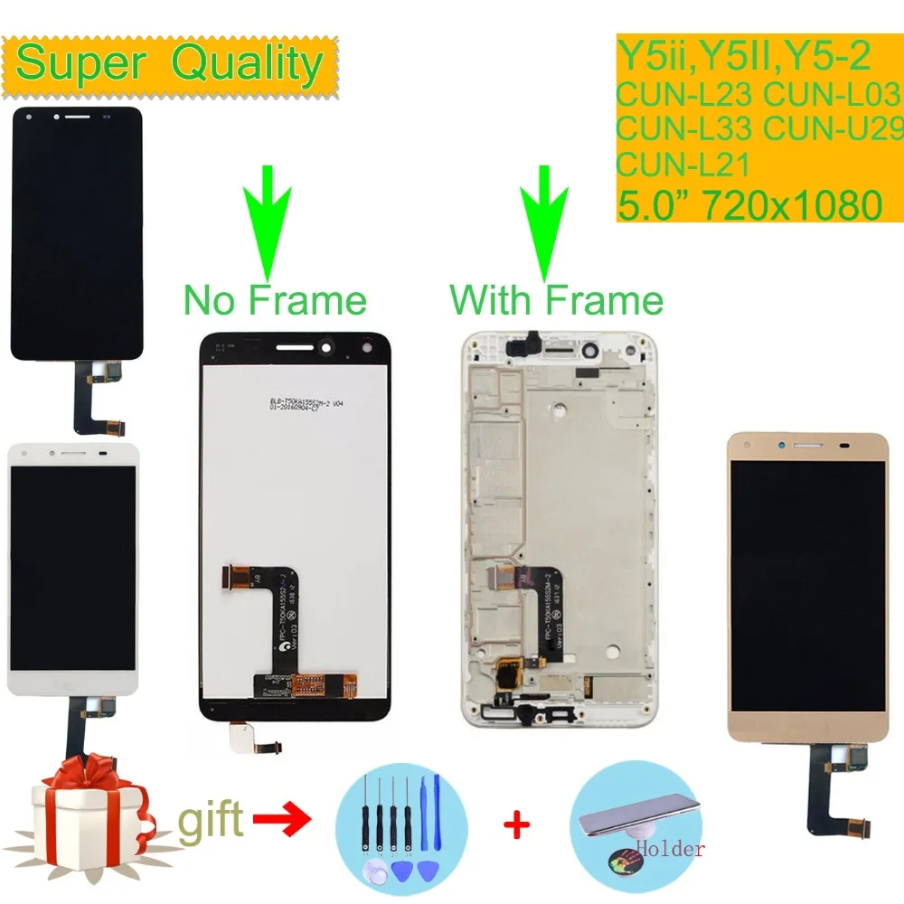 

ORIGINAL For Huawei Y5 II Y5II CUN-L23 CUN-L03 CUN-L33 CUN-L21 CUN-U29 LCD Display Touch Screen Digitizer Assembly With Frame