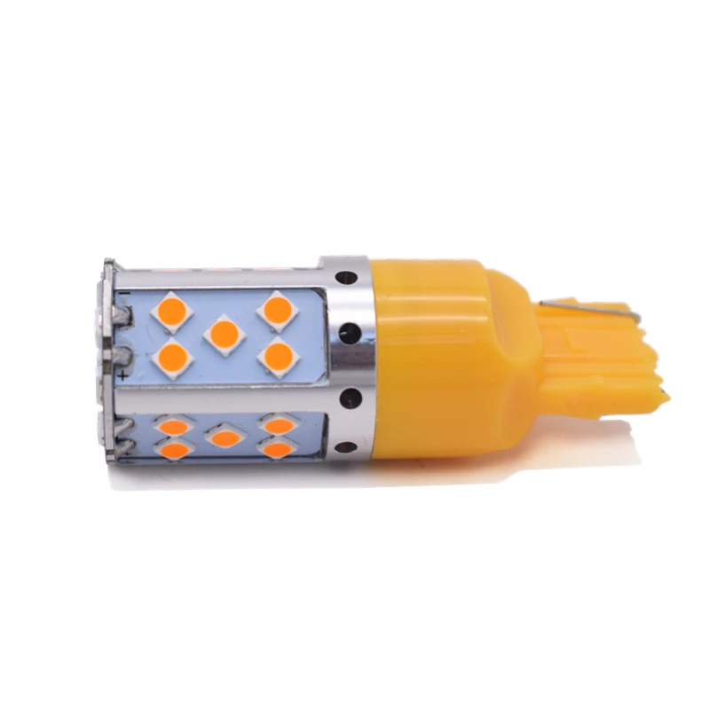 Leites 2pcs T20 7440 W21W 3030 35SMD Canbus LED Bulb Lamp Brake Light Tail Rear Lights Turning Signal 12V 24V Amber Yellow (5)
