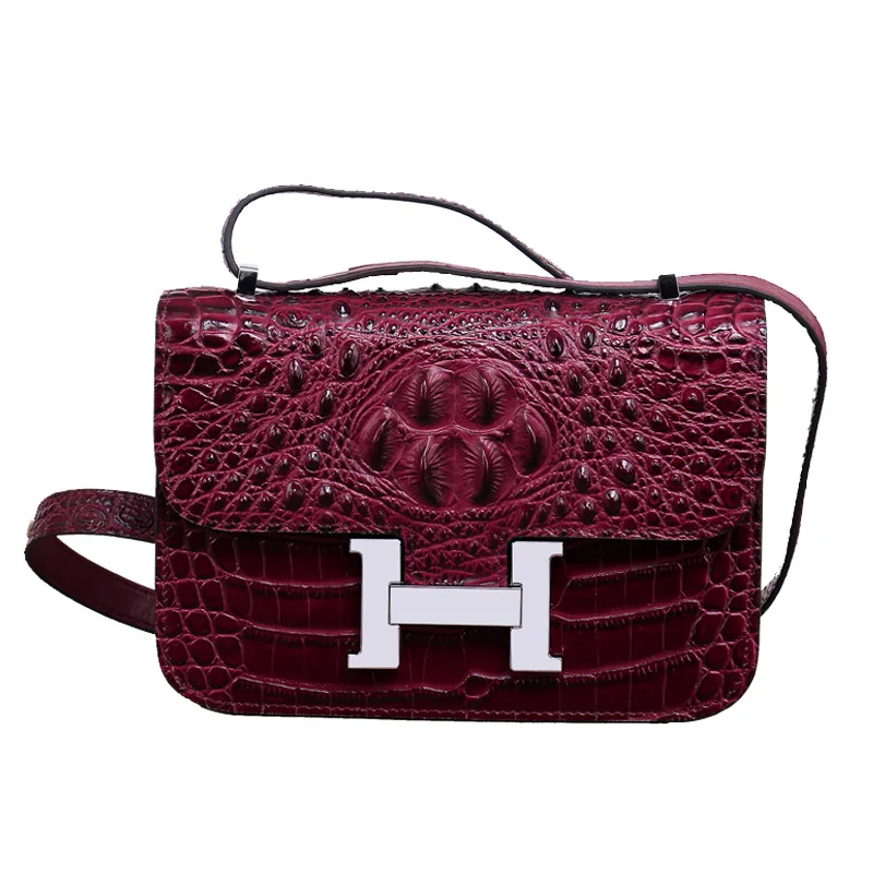 Dame red Geprägte Schulter Echt Kuh tasche Alligator Tasche Black Einzelne Handtasche Crossbody Weibliche Leder Frauen wine Hjkl n4AgYY