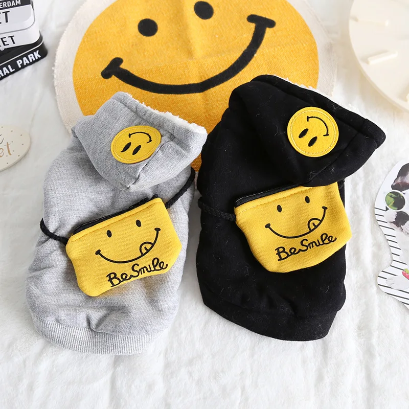 

Smile Hat Pocket Winter Warm Dog Sweater Vest Shirt Dog Hoodies Yorkshire Clothes For Dog Cat Clothing Puppy Pet Apparel