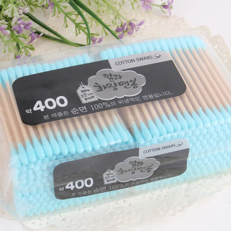 Корейский 400 шт/партия ватные палочки ярких цветов для макияжа|cotton swab|cotton stickscolored