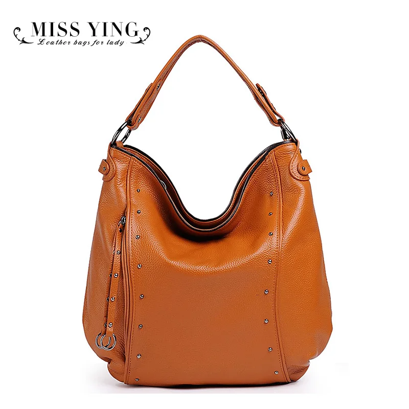 

2016 trend fashion rivet cowhide female bags one shoulder cross-body female genuine leather big bags