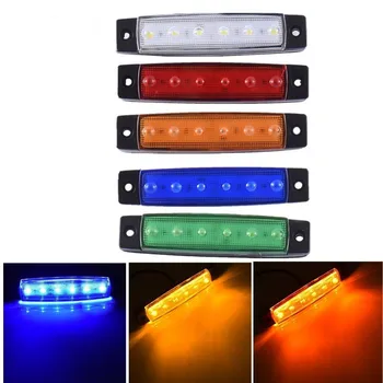 

Best Quality 12V 24V 10PCS 6 LED Red White Blue Amber Clearence Car Truck Bus Lorry Trailer Side Marker Indicators Light Lamp