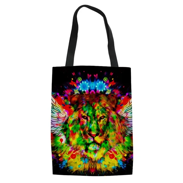INSTANTARTS Cool Colorful Animal Tiger Print Women Linen Tote Bags ...